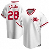 Reds 8 Bobby Tolan White Throwback Cool Base Jersey,baseball caps,new era cap wholesale,wholesale hats